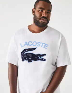 Herren LACOSTE T-Shirt aus Baumwoll-Jersey mit Krokodilprint – Übergröße