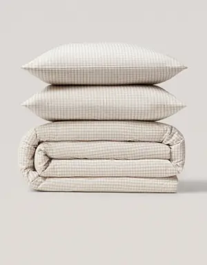 Capa de edredão de algodão com estampado vichy (cama 150 cm)