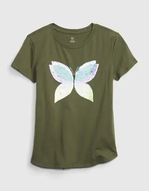 Kids 100% Organic Cotton Interactive Graphic T-Shirt green