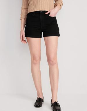 High-Waisted Wow Jean Shorts -- 3-inch inseam black
