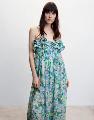 Volant-Kleid mit Blumenmuster