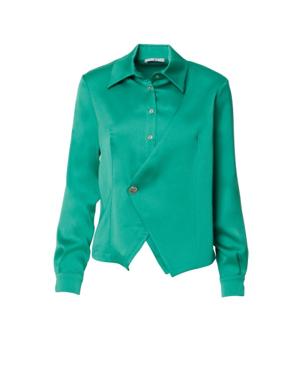 Button Detailed Green Blouse