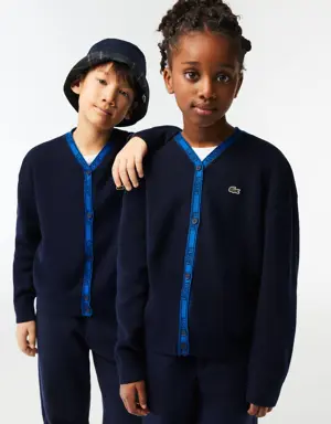 Kids' Lacoste Contrast Branded Cardigan