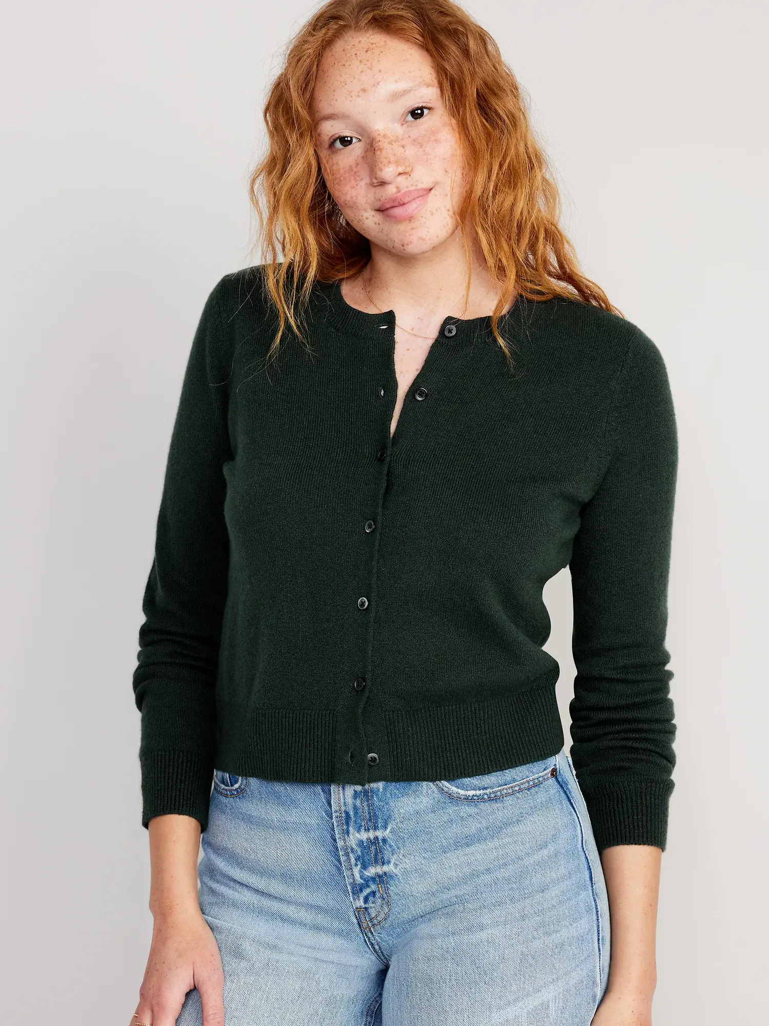 Old Navy SoSoft Cropped Cardigan Sweater for Women green. 1