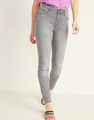 Mid-Rise Gray-Wash Rockstar Super Skinny Jeans for Women gray