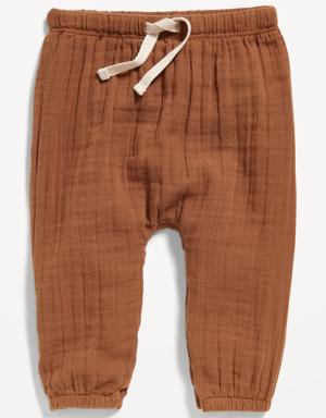Unisex Double-Weave Cinched-Hem Jogger Sweatpants for Baby brown