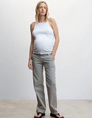 Maternity striped cargo jeans