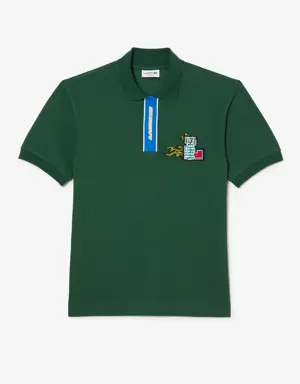 Men's Contrast Placket And Crocodile Badge Polo 