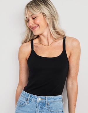 Fitted Rib-Knit Cami Top for Women black