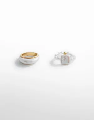 Set of pearl-effect rings 