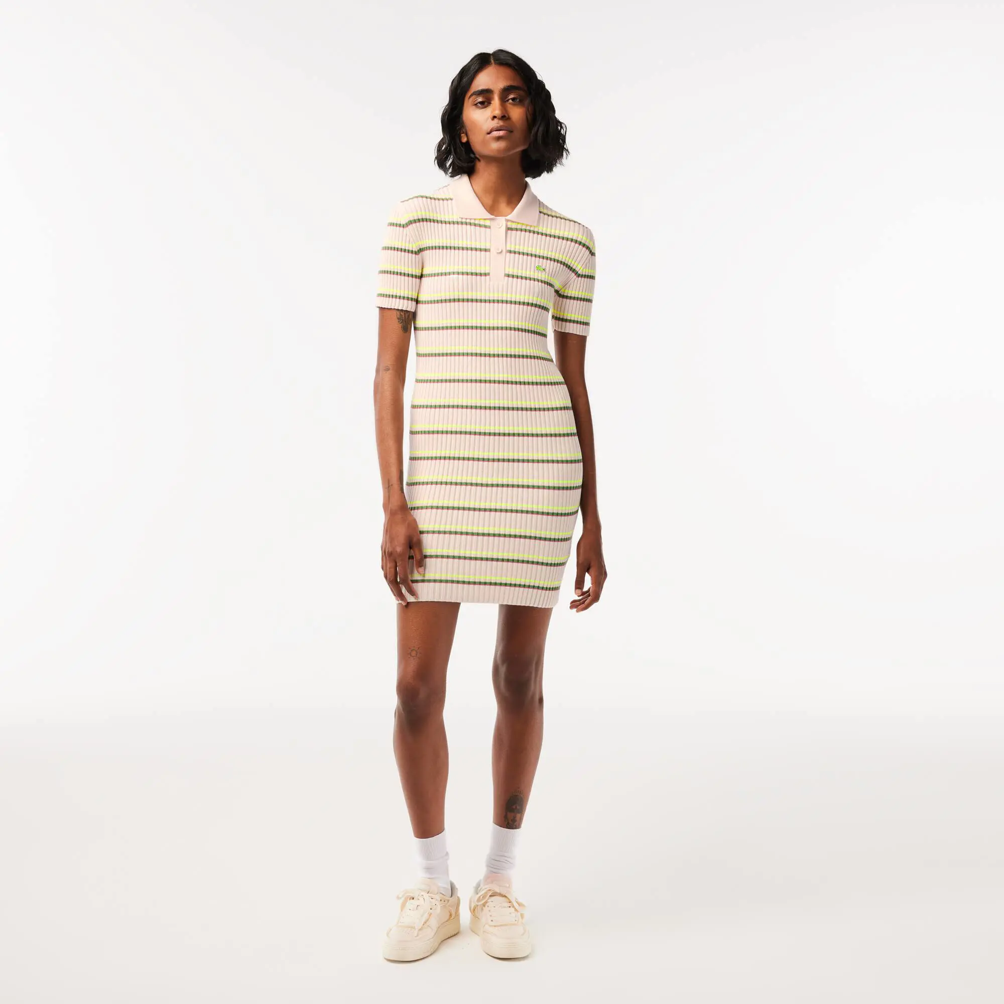 Lacoste Women’s Lacoste French Made Striped Polo Dress. 1