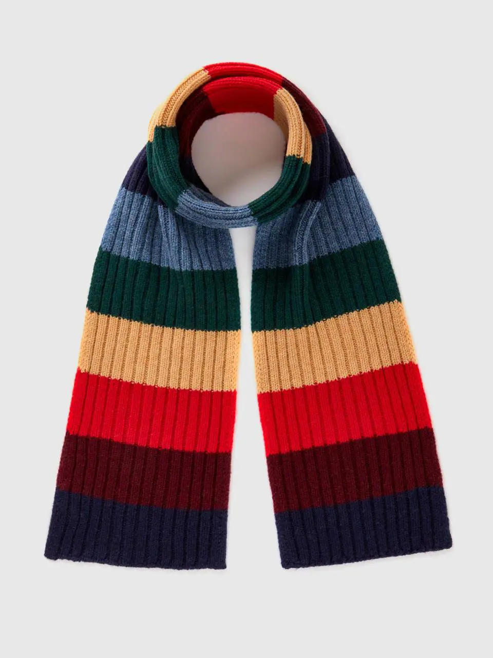 Benetton striped scarf in pure shetland wool. 1