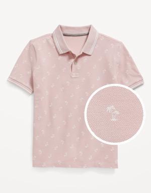 Short-Sleeve Printed Polo Shirt for Boys white