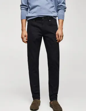 Slim fit serge cotton trousers