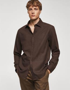 Slim-fit textured cotton shirt