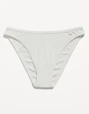 High-Waisted French-Cut Rib-Knit Bikini Underwear for Women white