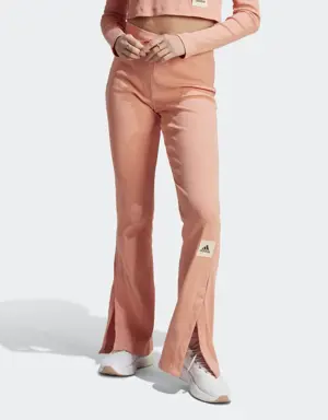 Adidas Lounge Ribbed Flared-Leg Pants