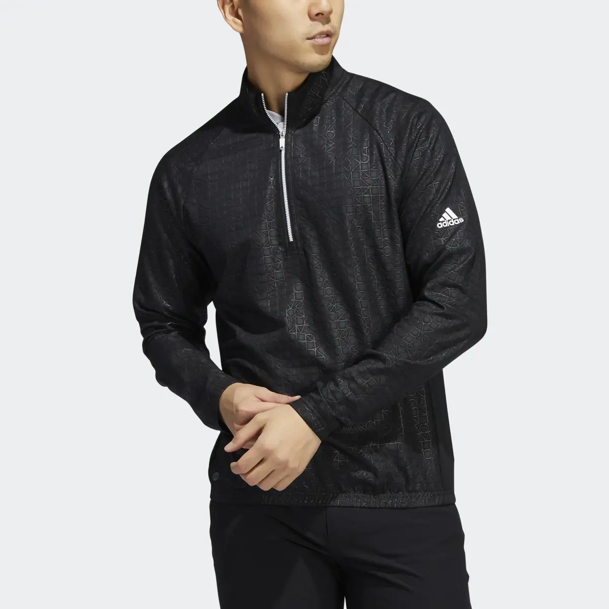 Adidas Debossed Quarter-Zip Pullover. 1