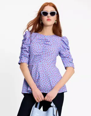 Spring Time Dot Ruched Top