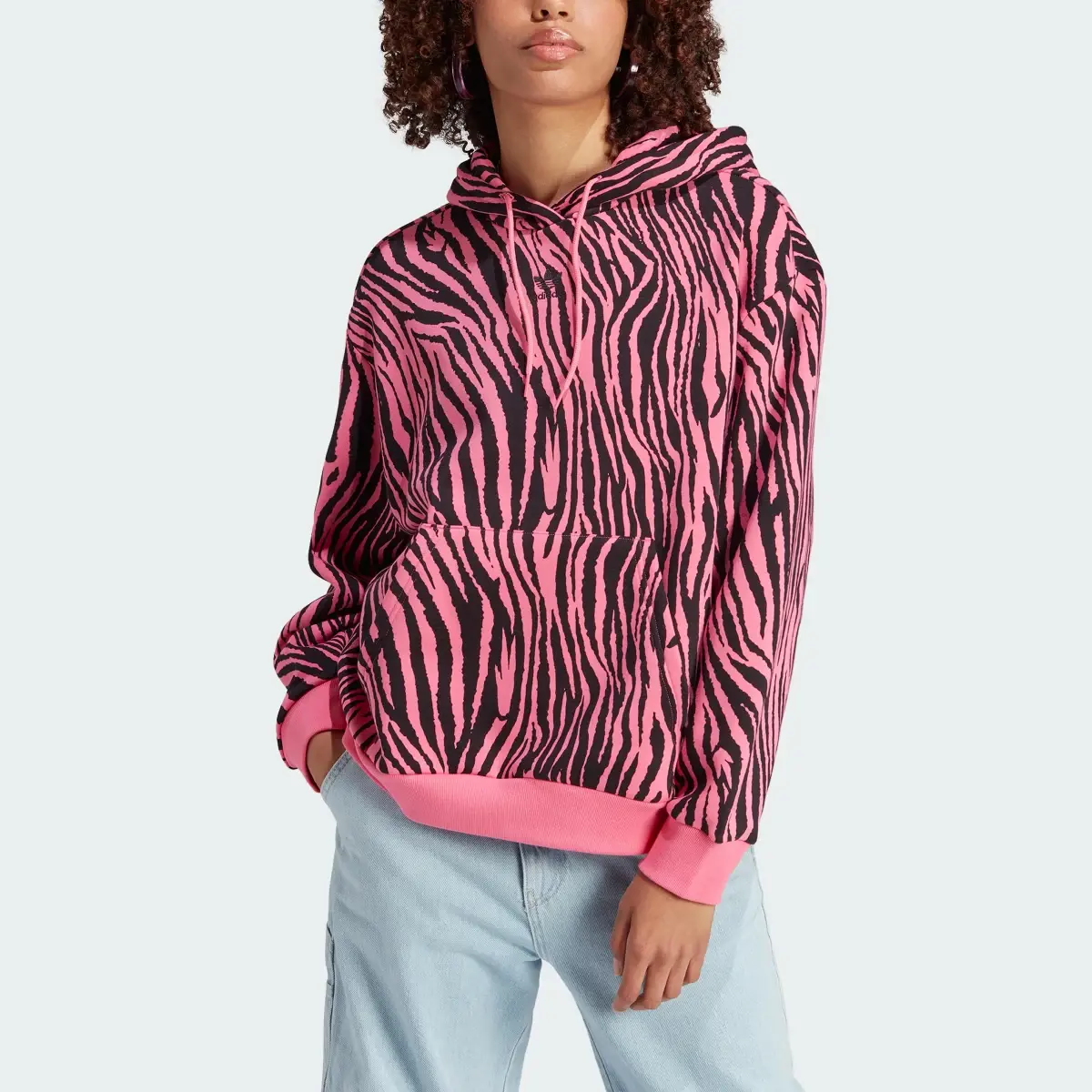 Adidas Sudadera con Gorro Essentials Zebra Animal Print. 1