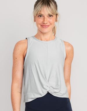 Old Navy Cloud 94 Soft Twist-Front Cropped Top gray