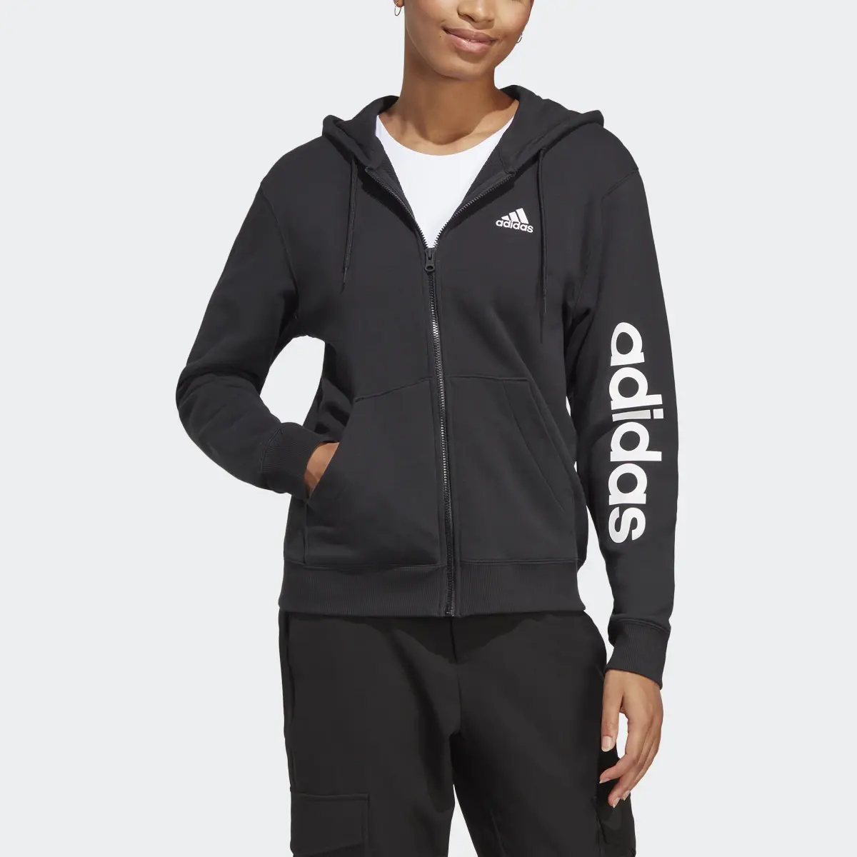 Adidas Essentials Linear Full-Zip French Terry Hoodie. 1