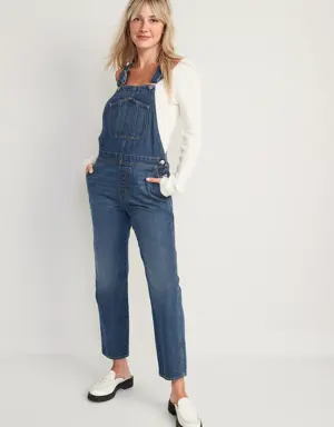 Slouchy Straight Workwear Non-Stretch Jean Overalls for Women blue