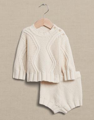 Tavati Sweater & Short Set for Baby white