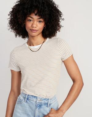 Old Navy Striped Slim-Fit Cropped T-Shirt for Women brown