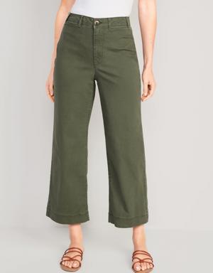 Old Navy High-Waisted Wide-Leg Cropped Chino Pants green