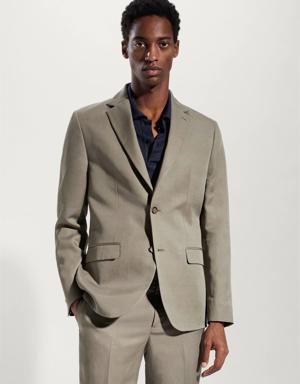 Mango Slim fit linen suit blazer