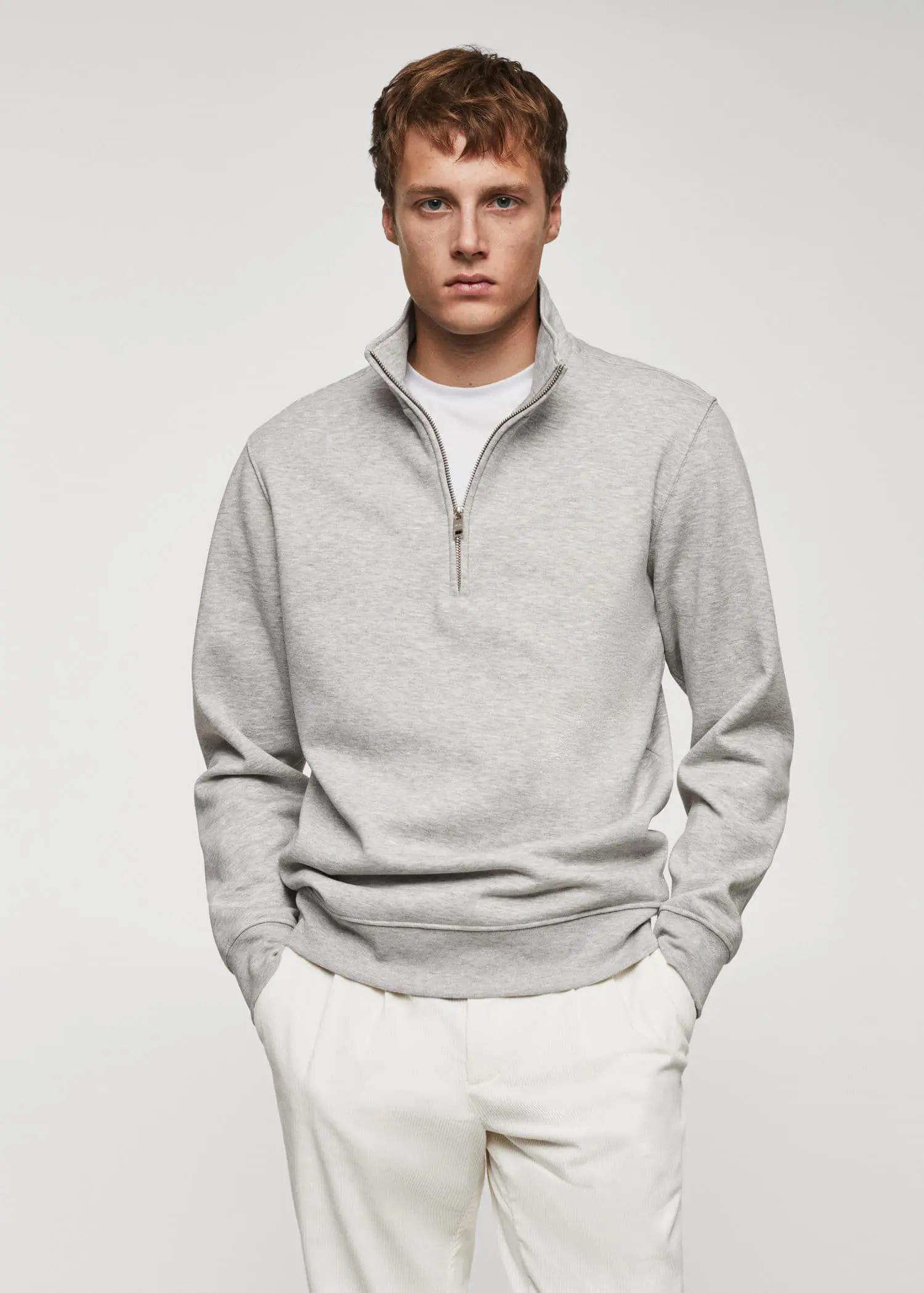 Mango Baumwoll-Sweatshirt mit Zip-Kragen. 1