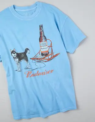 American Eagle Oversized Holiday Budweiser Graphic Tee. 2