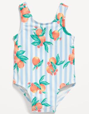 Printed Back Tie-Cutout One-Piece Swimsuit for Baby orange