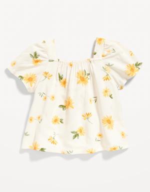 Printed Flutter-Sleeve Tie-Back Top for Toddler Girls multi