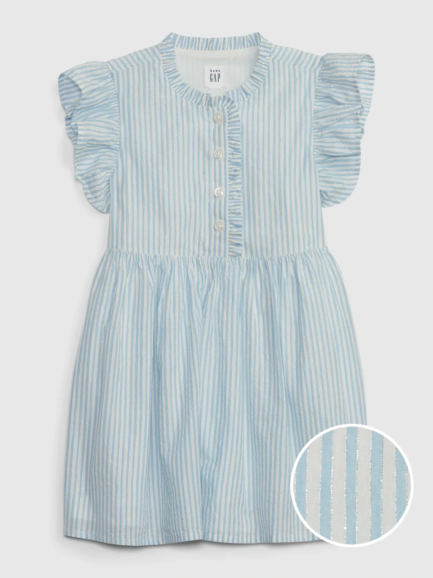 Gap Toddler Metallic Stripe Ruffle Dress blue. 1