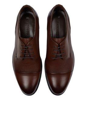 Kahverengi %100 Deri Desenli Bağcıklı Klasik Analin Ayakkabı