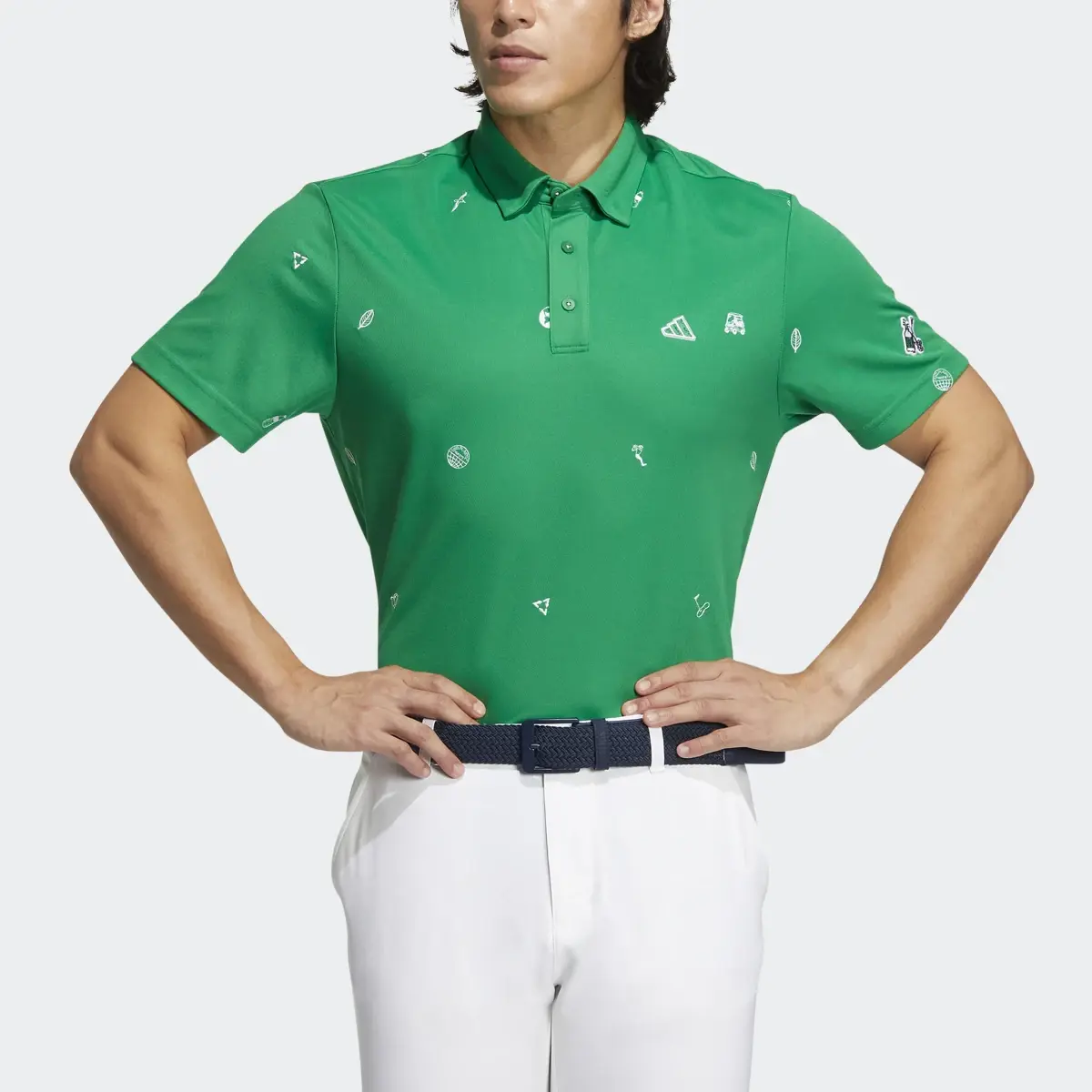 Adidas Play Green Monogram Polo Shirt. 1