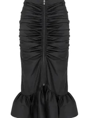 Ruched Mermaid Black Skirt