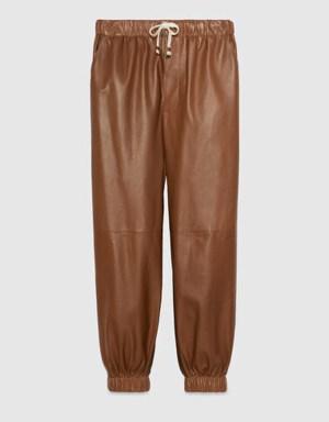 Leather jogging pant