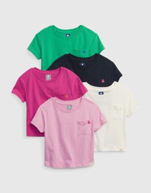 Toddler Organic Cotton Mix and Match Pocket T-Shirt (5-Pack) multi