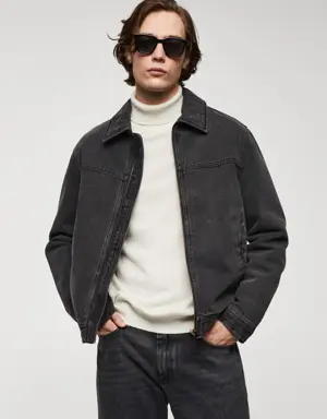 Faux shearling-lined denim jacket