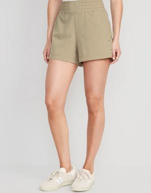 High-Waisted StretchTech Shorts for Women - 4-inch inseam beige