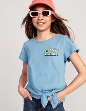 Licensed Pop-Culture Tie-Knot T-Shirt for Girls blue
