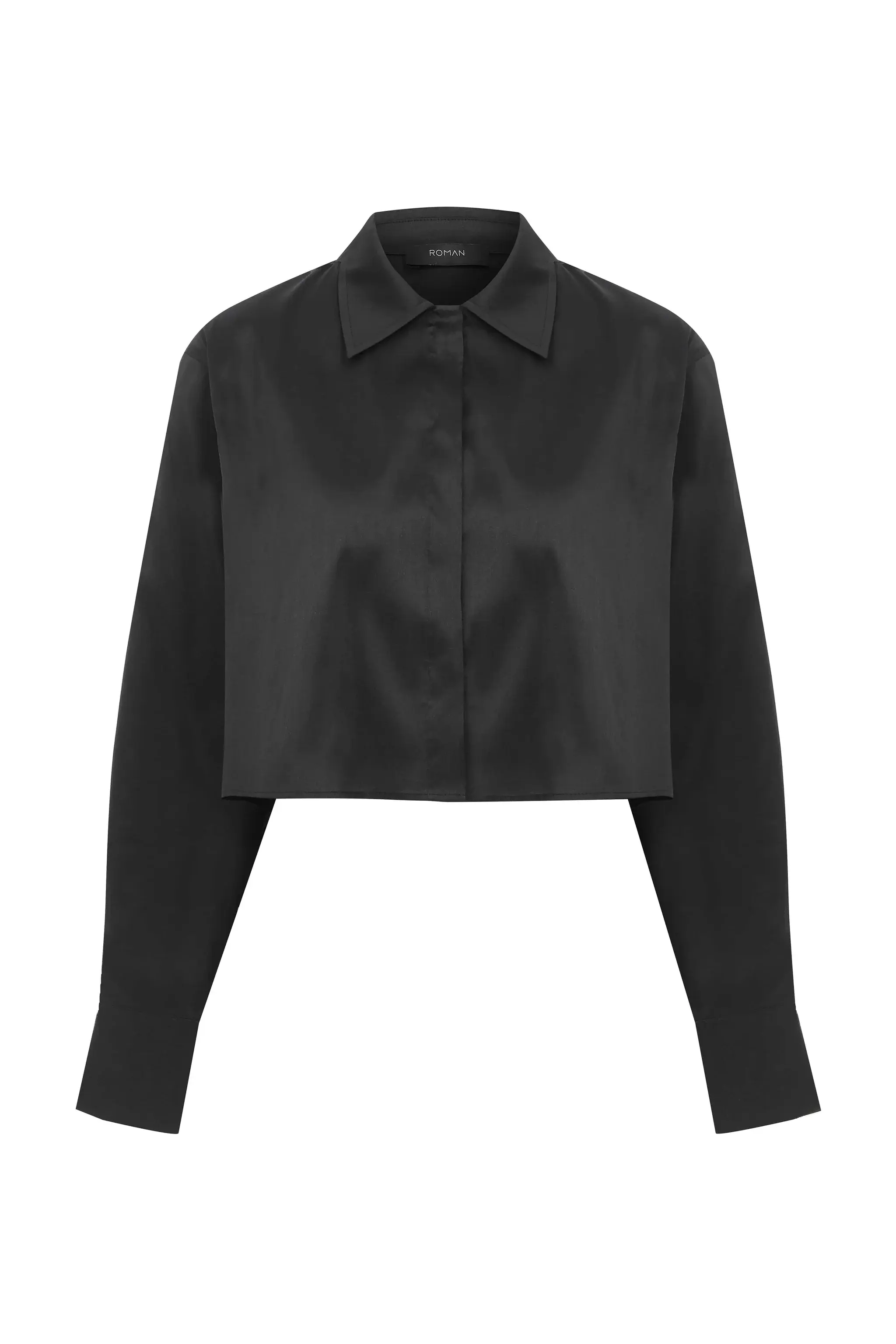 Roman Cropped Black Women's Shirt - 4 / Black. 1