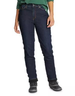 Women's Voyager Fleece-Lined High-Rise Jeans - Slightly Curvy Slim Straight