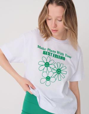 Best Friend Baskılı Kısa Kollu T-shirt