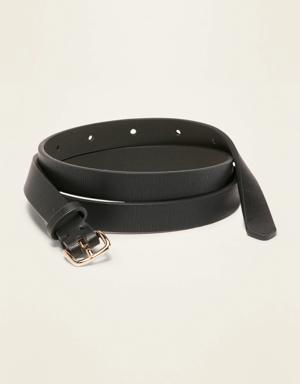 Skinny Faux-Leather Belt For Women (0.50-Inch) black