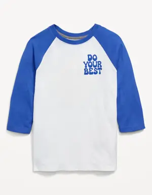 3/4-Length Raglan-Sleeve Graphic T-Shirt for Boys blue
