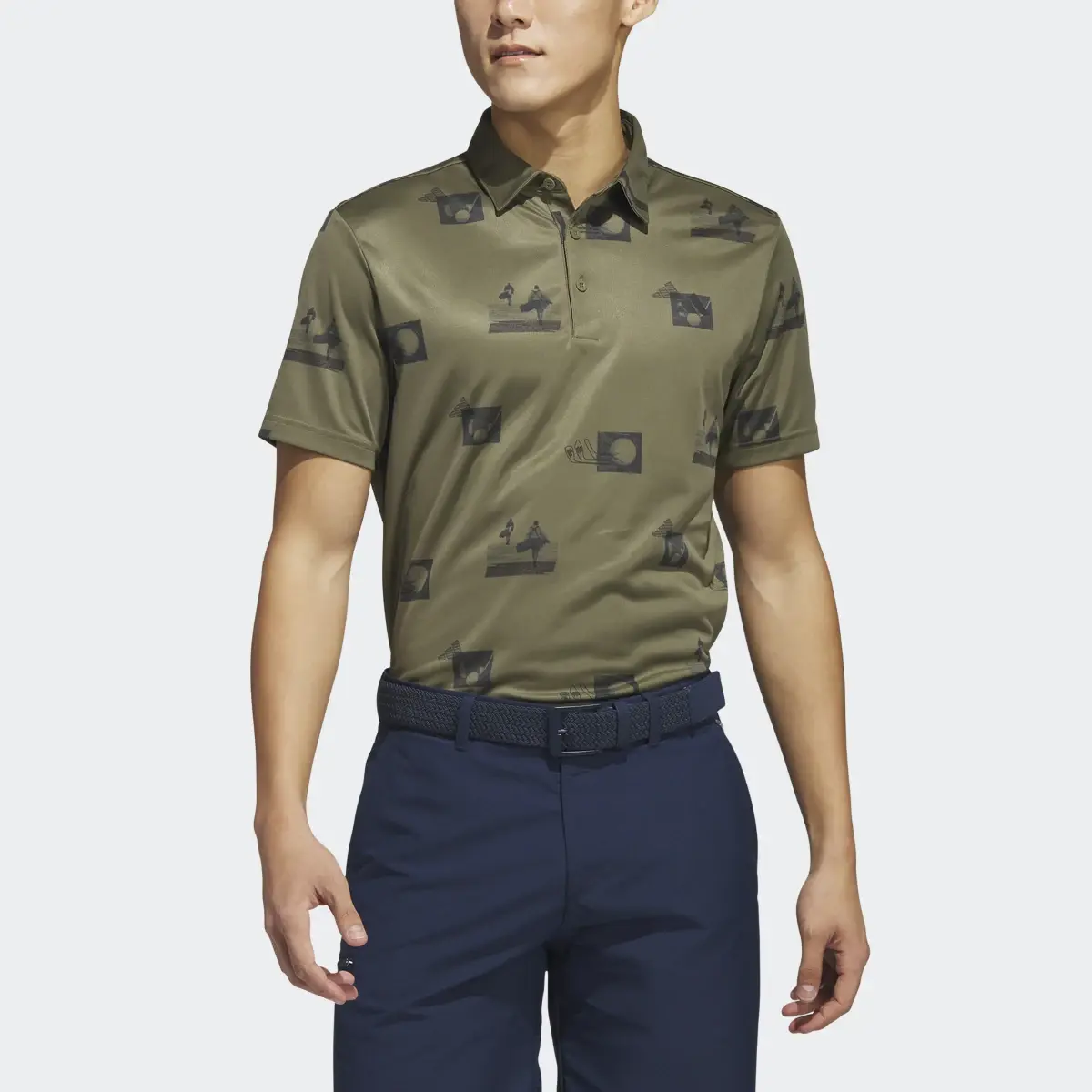 Adidas Allover-Print Golf Polo Shirt. 1